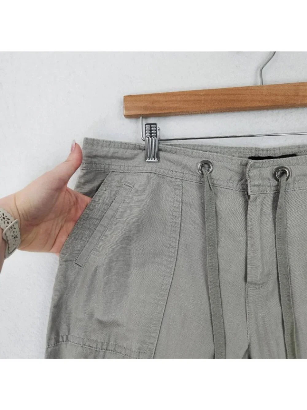 Banana Republic Pants Womens 12 Gray Linen Cotton Surplus Wide Leg Martin Fit